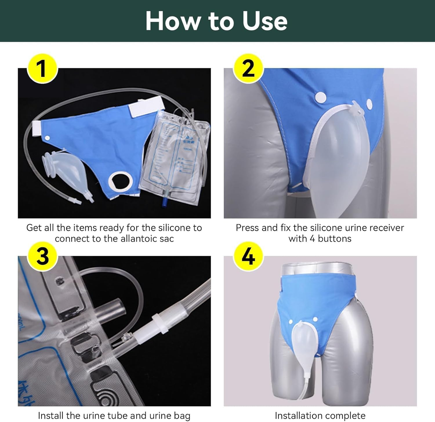 Medical Grade Wearable Urinary Drainage Bag for Men Portable Reusable
