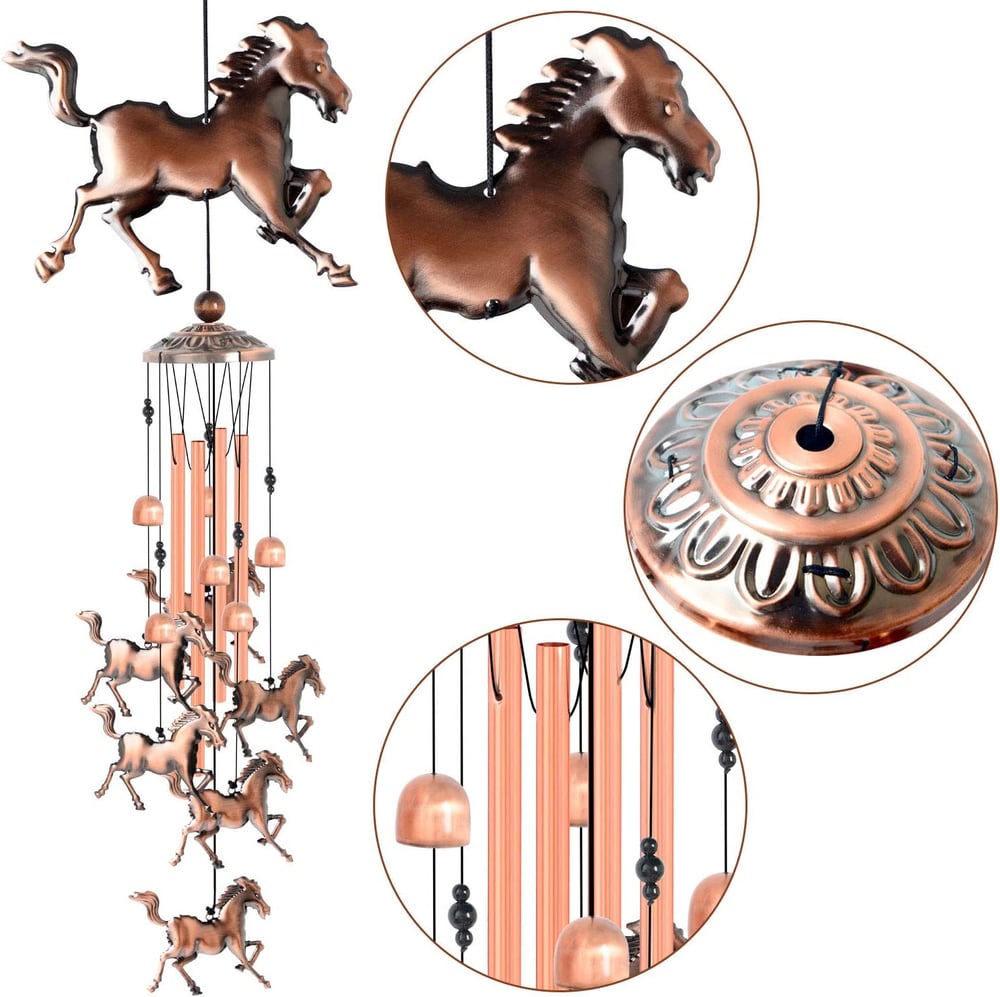 Pure Hand-Made Copper Horse Wind Chimes