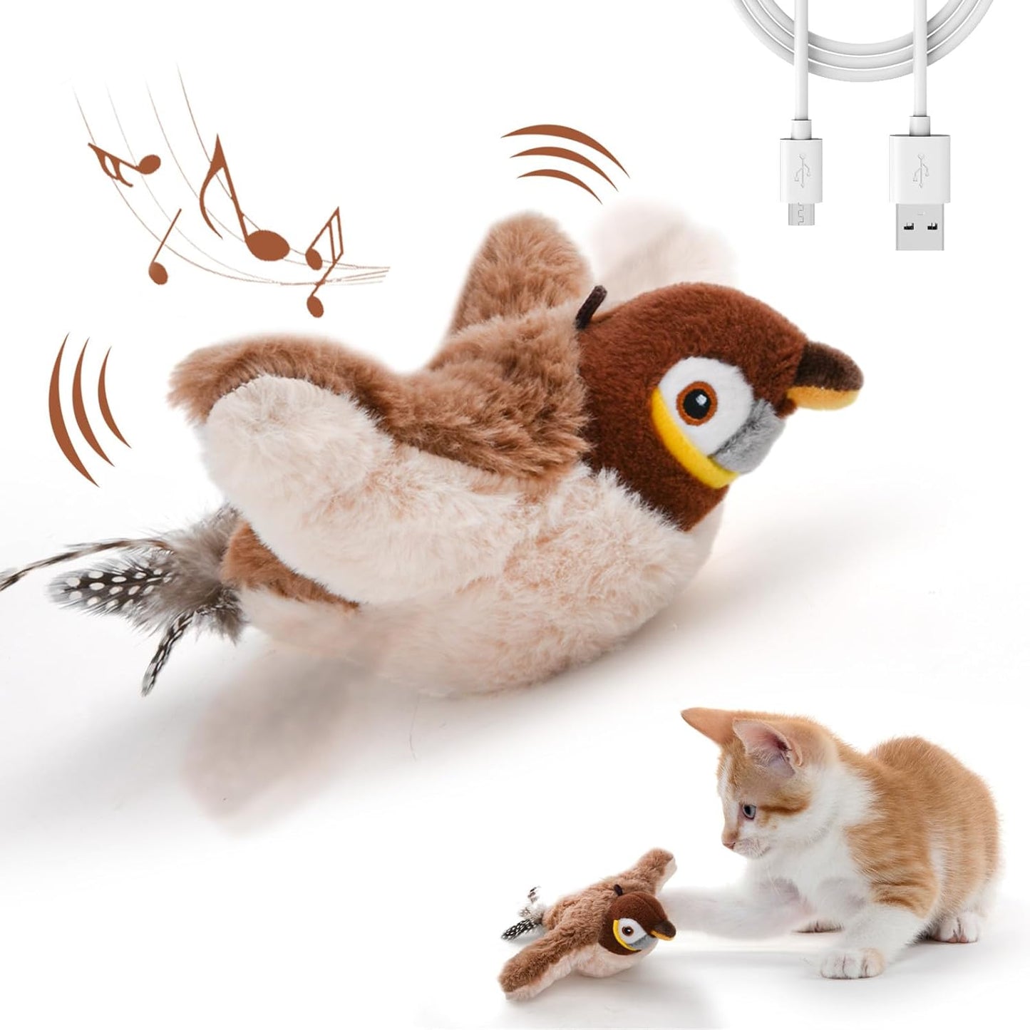 Rechargeable Interactive Chirping & Flapping Toy for Pets