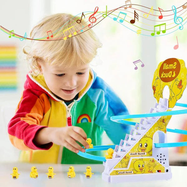 Duck Roller Coaster Climbing Stairs Tracks Slide Toy