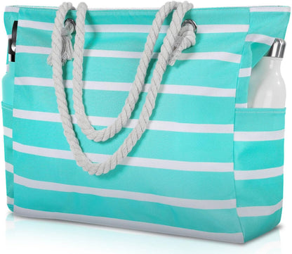 Beach Bliss | Large Waterproof Beach Tote Bag with Zipper | Sandproof Design for Easy Summer Outings