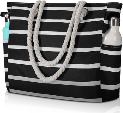 Beach Bliss | Large Waterproof Beach Tote Bag with Zipper | Sandproof Design for Easy Summer Outings