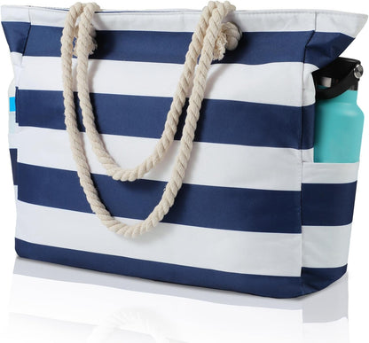 Beach Bliss | Large Waterproof Beach Tote Bag with Zipper | Sandproof Design for Easy Summer Outings