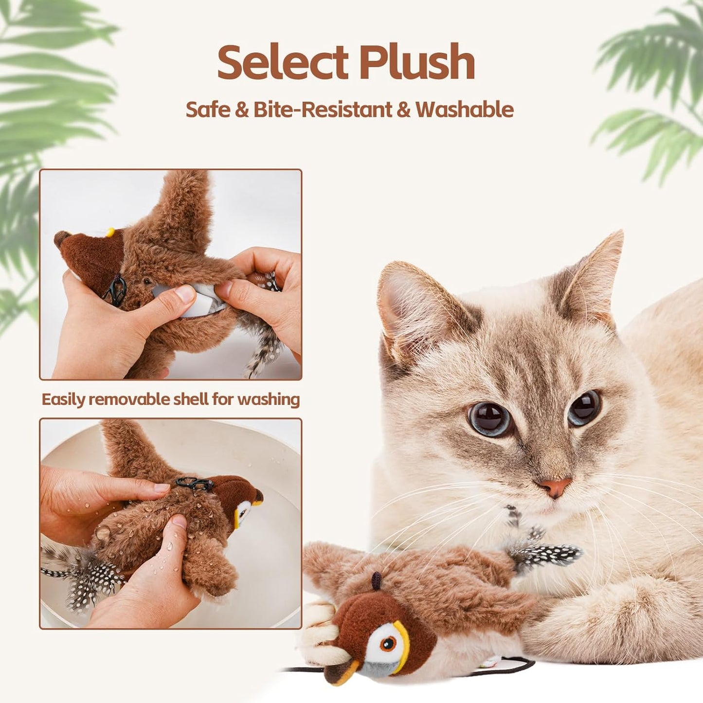 Rechargeable Interactive Chirping & Flapping Toy for Pets
