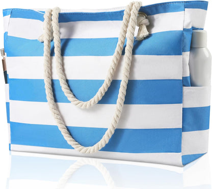 Beach Bliss | Large Waterproof Beach Tote Bag with Zipper | Sandproof Design for Easy Summer Outings