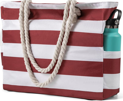 Beach Bliss | Large Waterproof Beach Tote Bag with Zipper | Sandproof Design for Easy Summer Outings