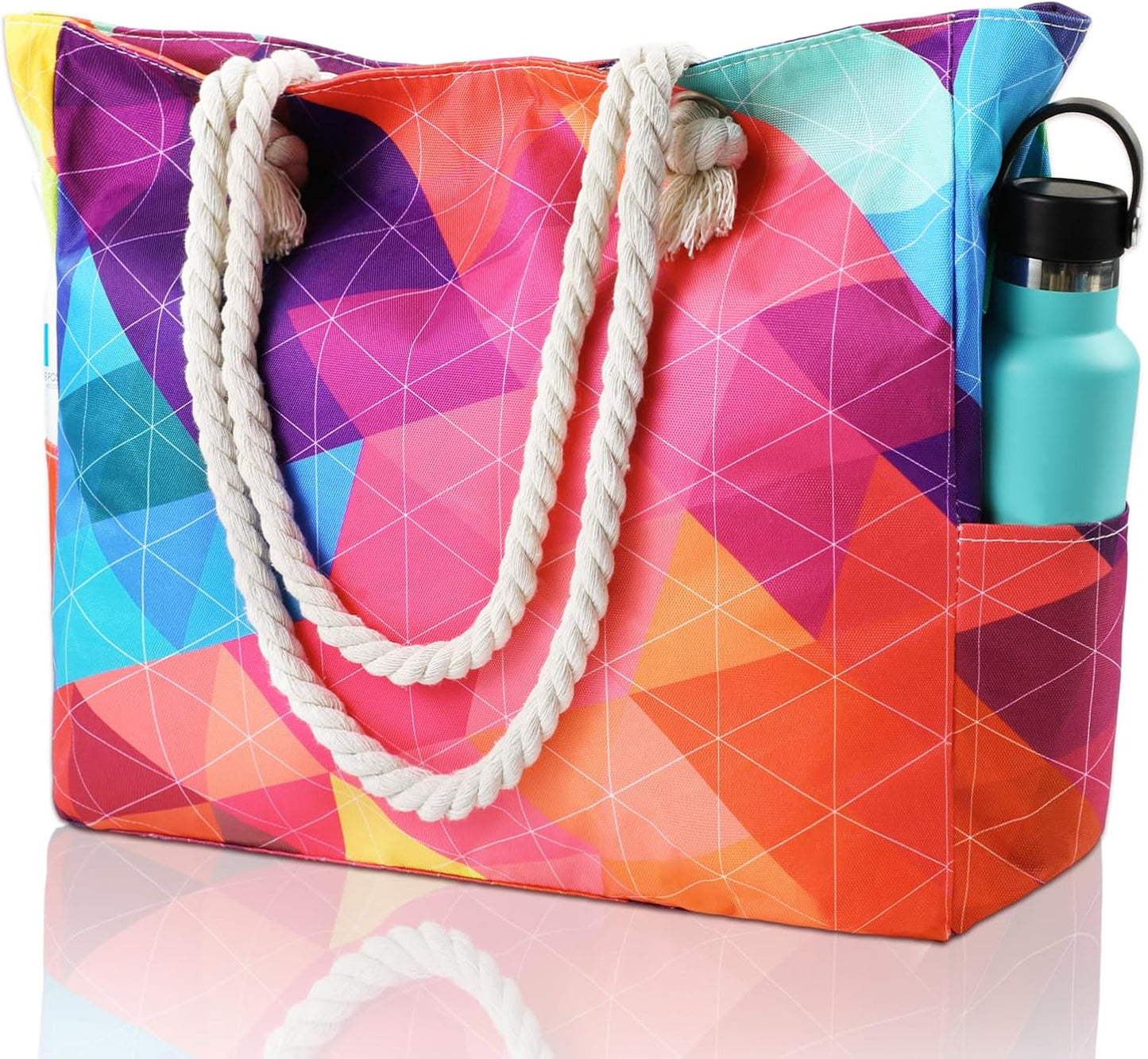 Beach Bliss | Large Waterproof Beach Tote Bag with Zipper | Sandproof Design for Easy Summer Outings