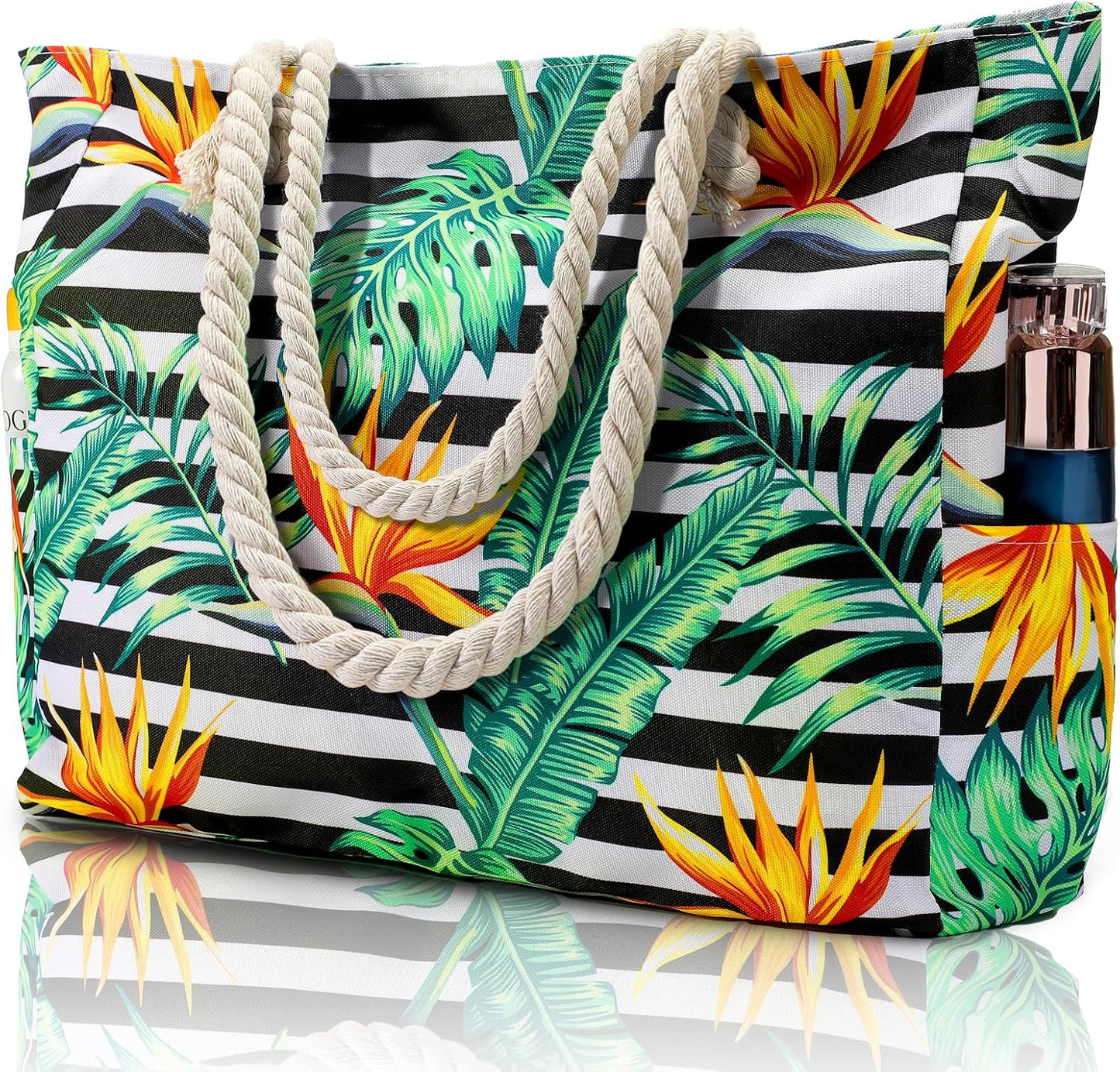 Beach Bliss | Large Waterproof Beach Tote Bag with Zipper | Sandproof Design for Easy Summer Outings