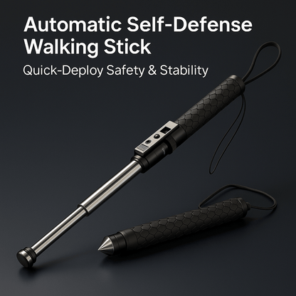 Automatic Self-Defense Walking Stick with Quick-Deploy Mechanism | Adjustable & Ergonomic Design for Enhanced Stability