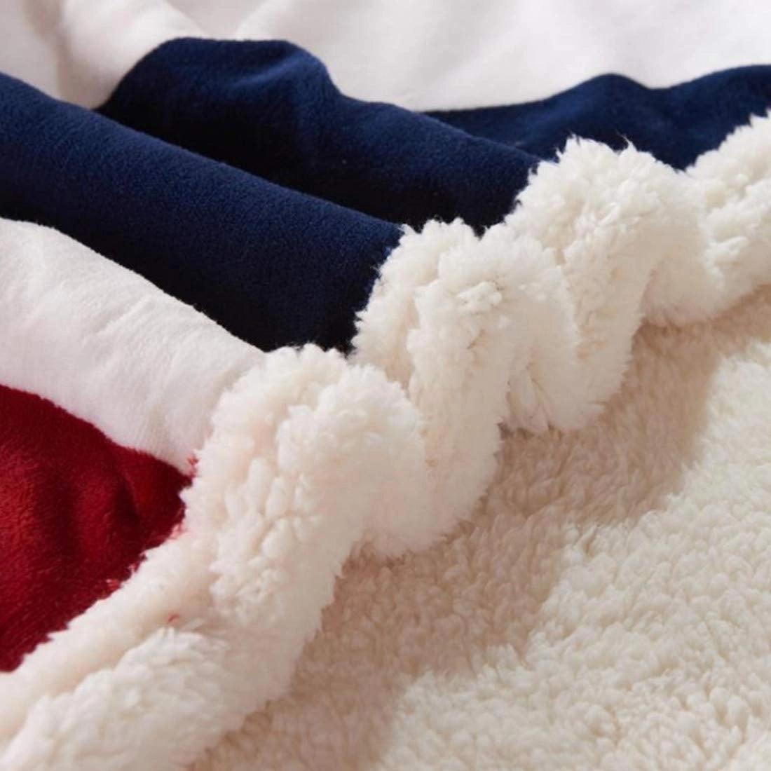 Cozy Patriotic Fleece Blanket with Ultra-Soft Faux Lambswool Back | Perfect for Indoor Comfort and Outdoor Adventures