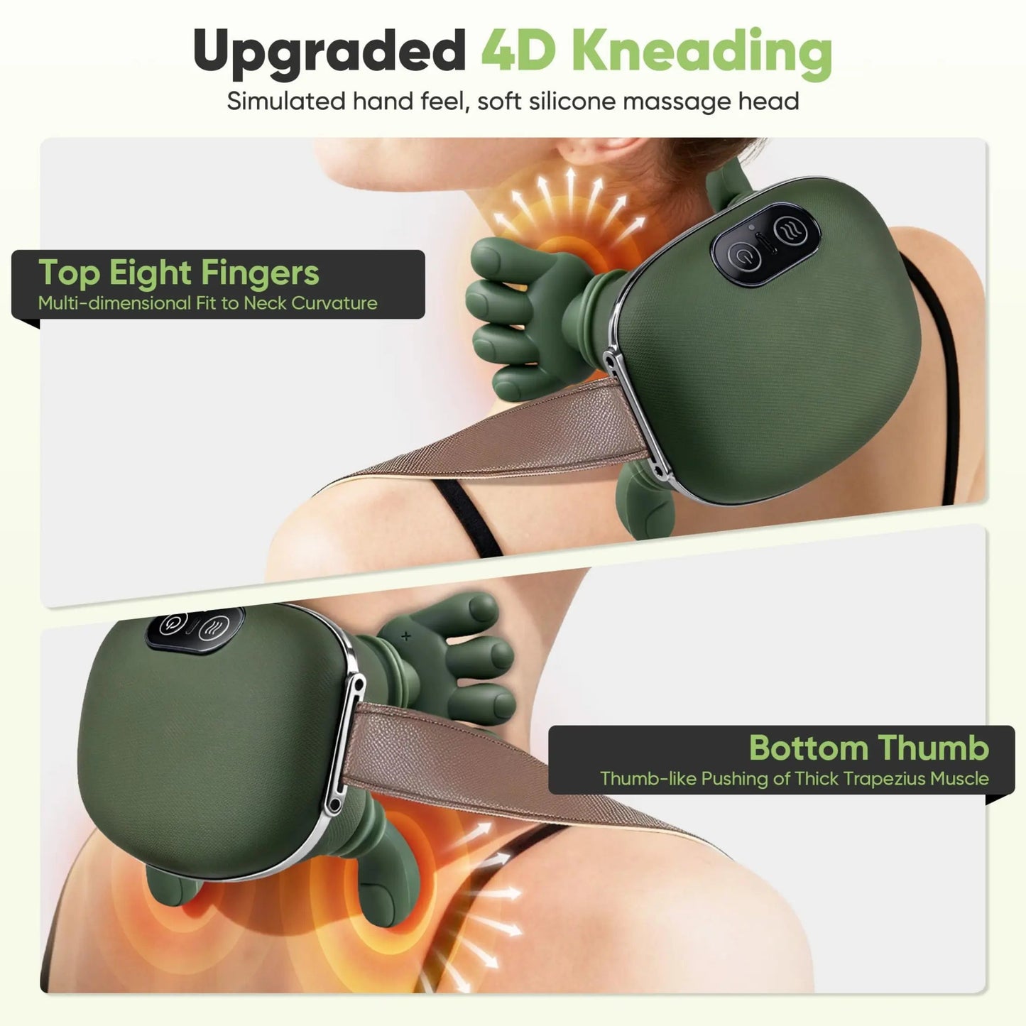 Vepine Deep Kneading Neck Massager with Electric Heat & 3 Intensity Modes | Portable Pillow for Ultimate Relaxation