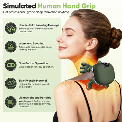Vepine Deep Kneading Neck Massager with Electric Heat & 3 Intensity Modes | Portable Pillow for Ultimate Relaxation