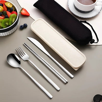 Eco-Friendly Travel Cutlery Set | Portable Stainless Steel Utensils with Case