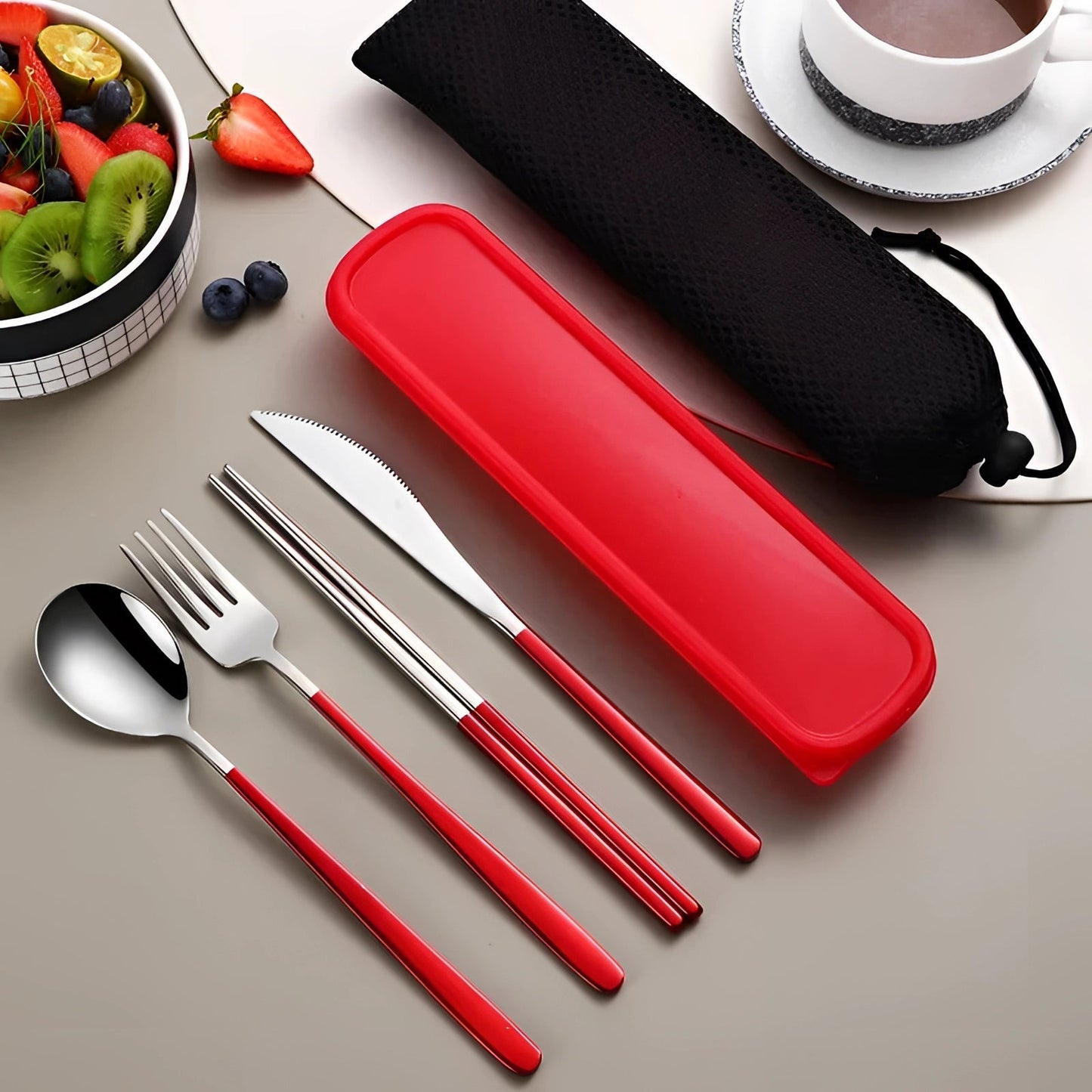 Eco-Friendly Travel Cutlery Set | Portable Stainless Steel Utensils with Case