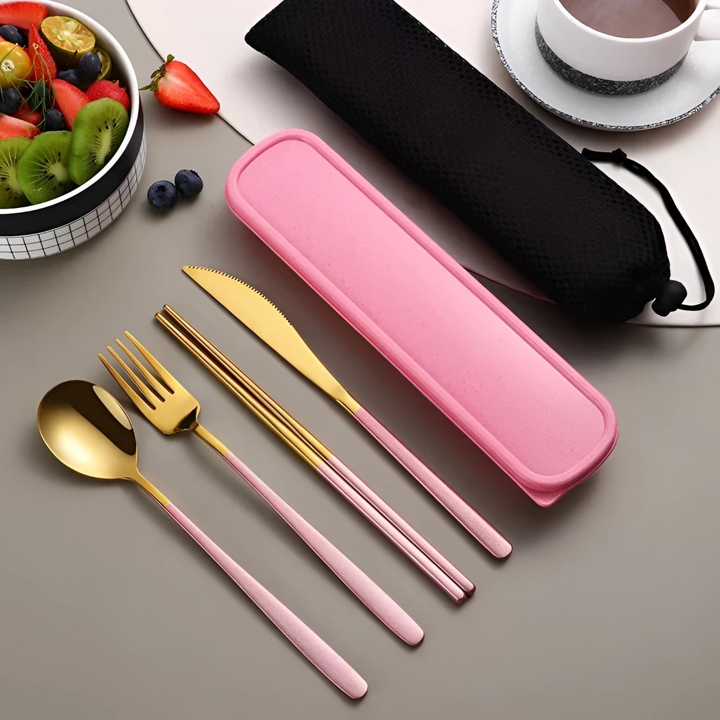 Eco-Friendly Travel Cutlery Set | Portable Stainless Steel Utensils with Case