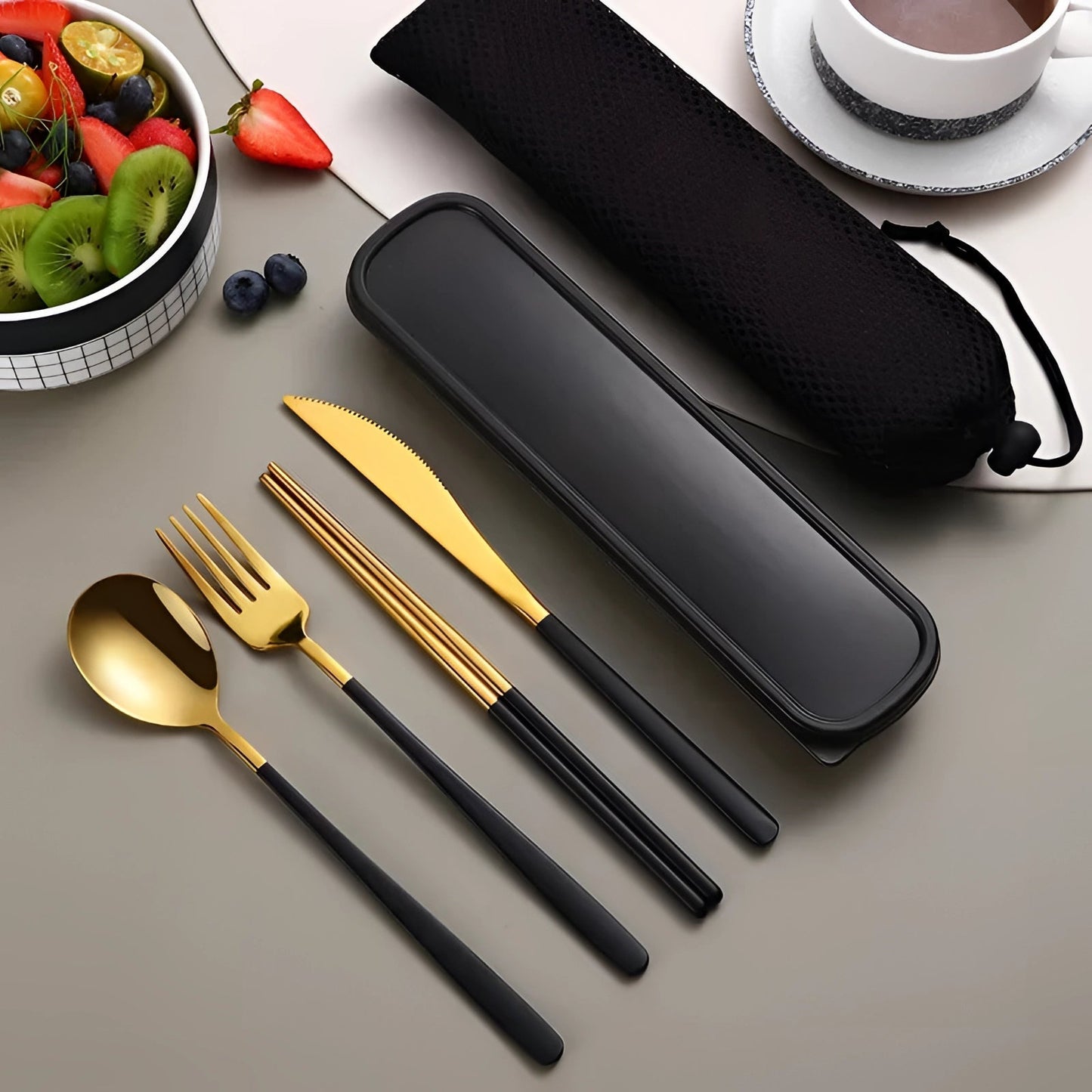 Eco-Friendly Travel Cutlery Set | Portable Stainless Steel Utensils with Case