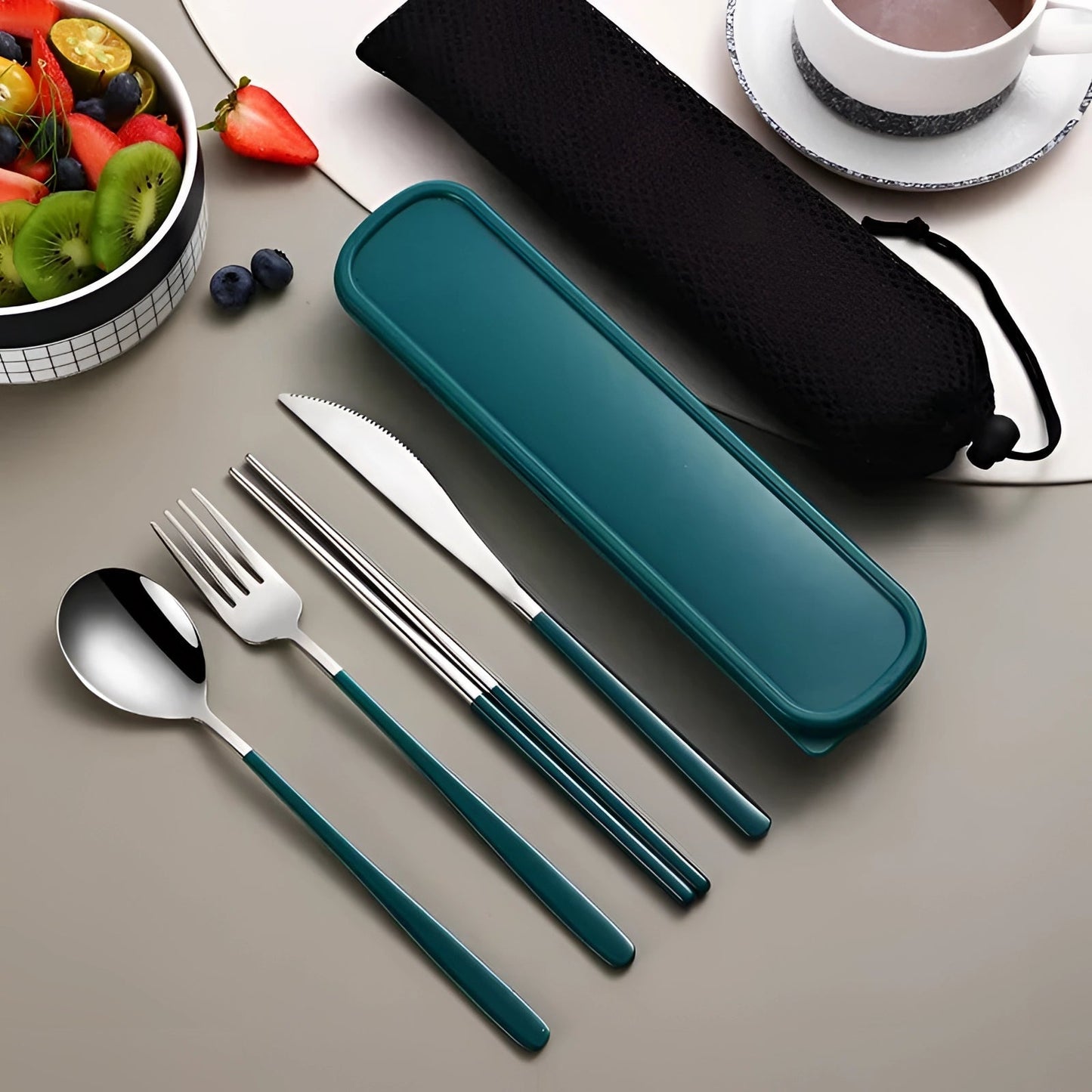 Eco-Friendly Travel Cutlery Set | Portable Stainless Steel Utensils with Case