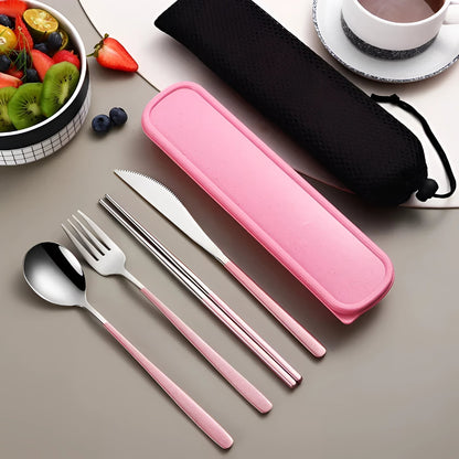 Eco-Friendly Travel Cutlery Set | Portable Stainless Steel Utensils with Case