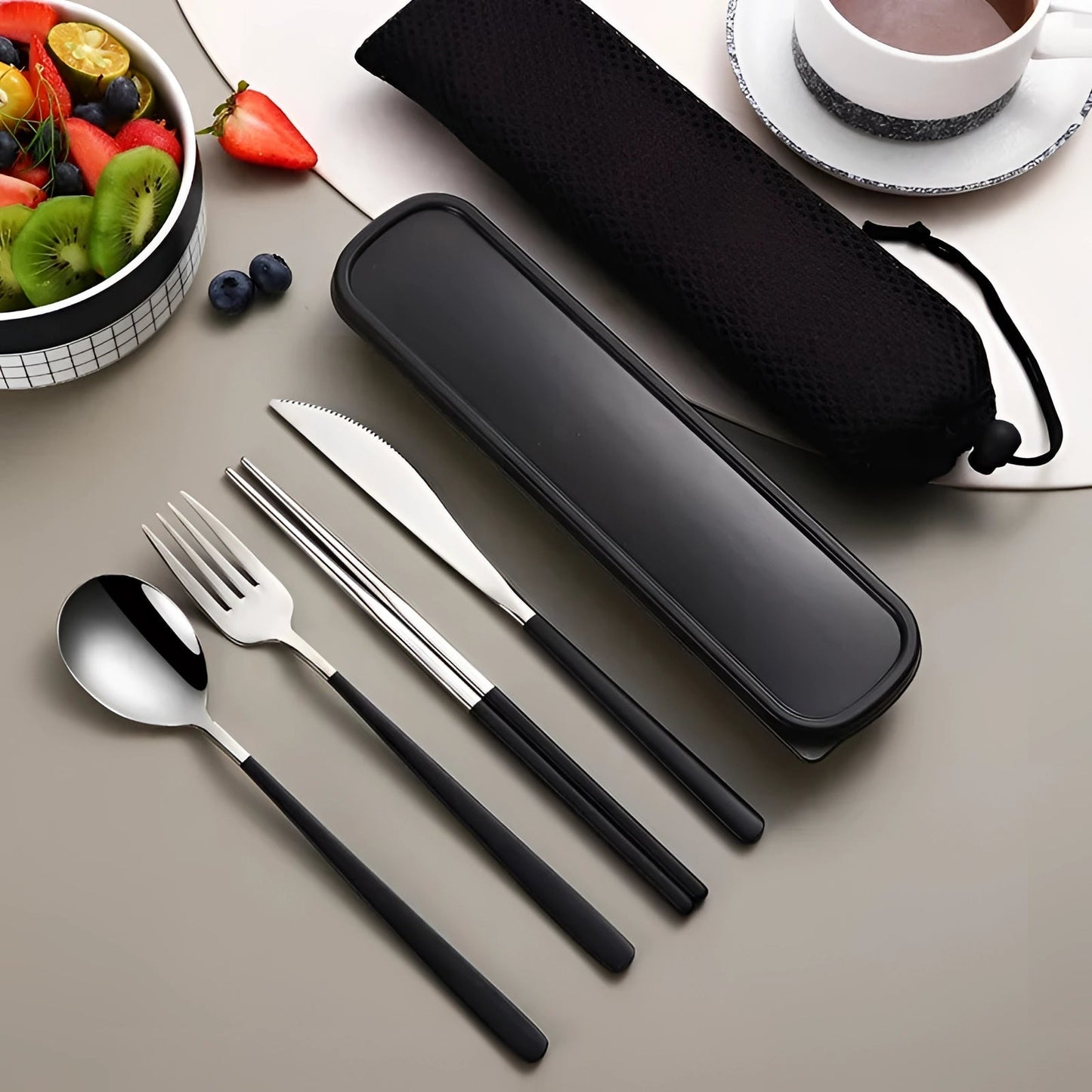 Eco-Friendly Travel Cutlery Set | Portable Stainless Steel Utensils with Case
