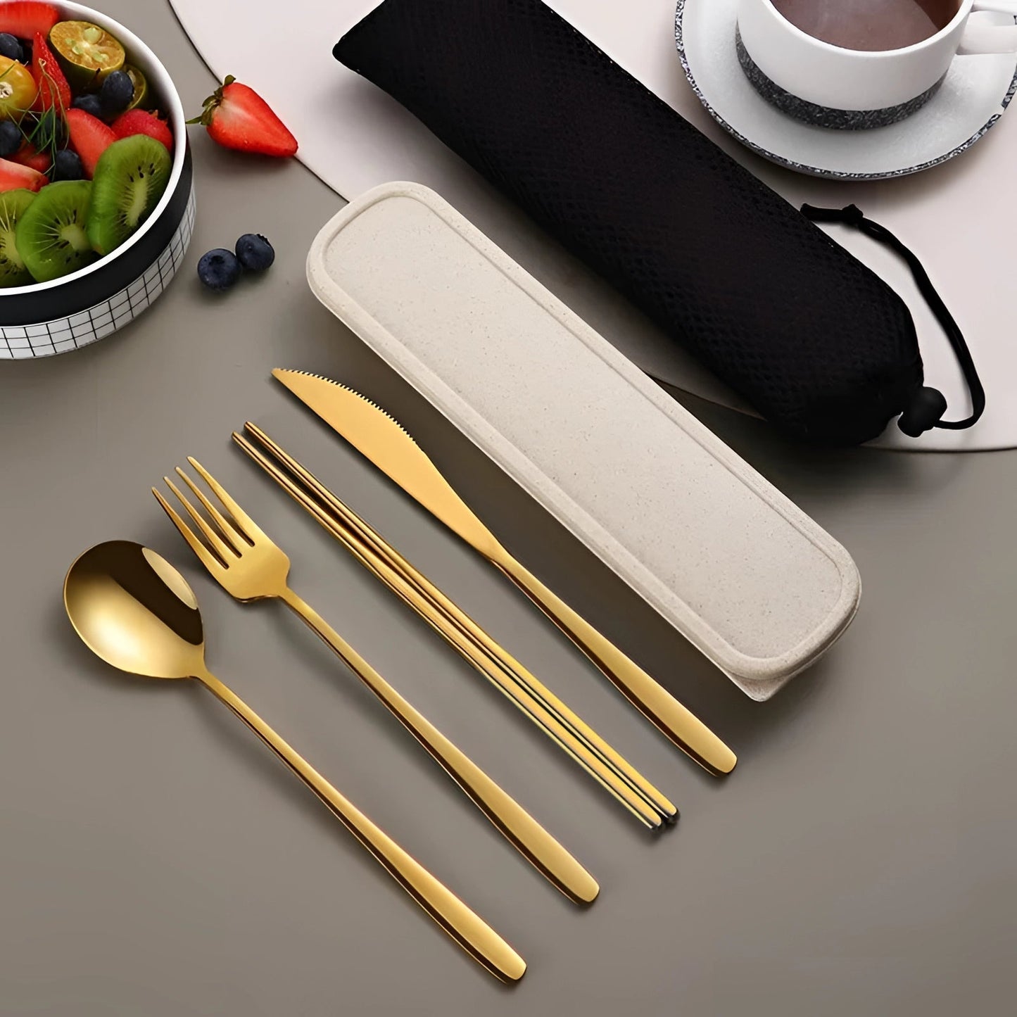 Eco-Friendly Travel Cutlery Set | Portable Stainless Steel Utensils with Case