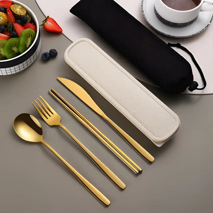Eco-Friendly Travel Cutlery Set | Portable Stainless Steel Utensils with Case