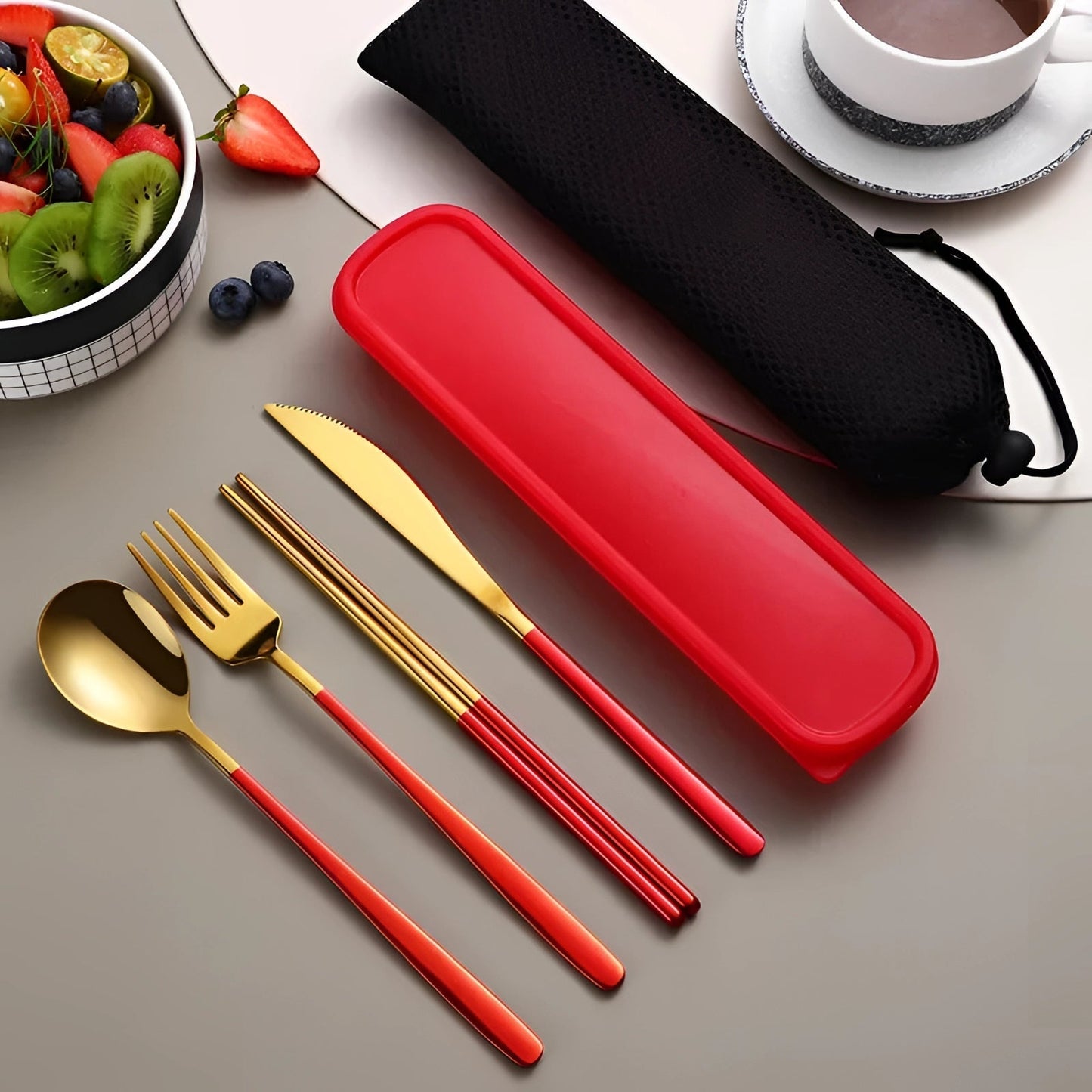 Eco-Friendly Travel Cutlery Set | Portable Stainless Steel Utensils with Case
