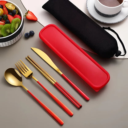 Eco-Friendly Travel Cutlery Set | Portable Stainless Steel Utensils with Case