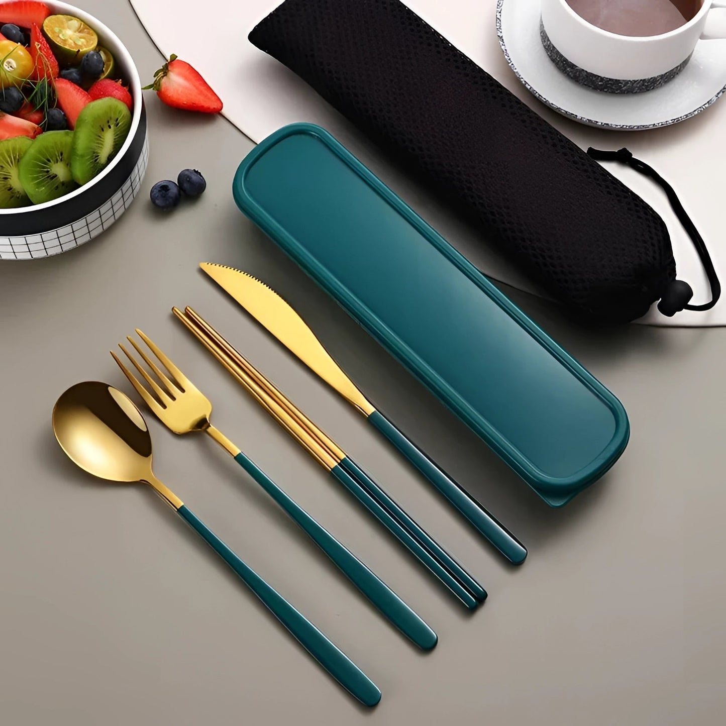 Eco-Friendly Travel Cutlery Set | Portable Stainless Steel Utensils with Case