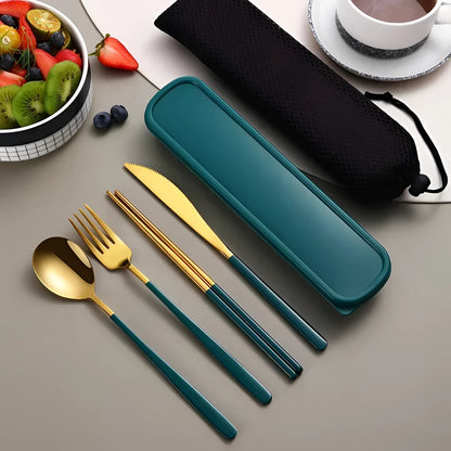 Eco-Friendly Travel Cutlery Set | Portable Stainless Steel Utensils with Case