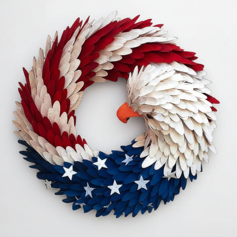 Vepine Rustic Eagle Wreath | Handcrafted Patriotic Decor with Weather-Resistant Design | Unique Tribute for Veterans