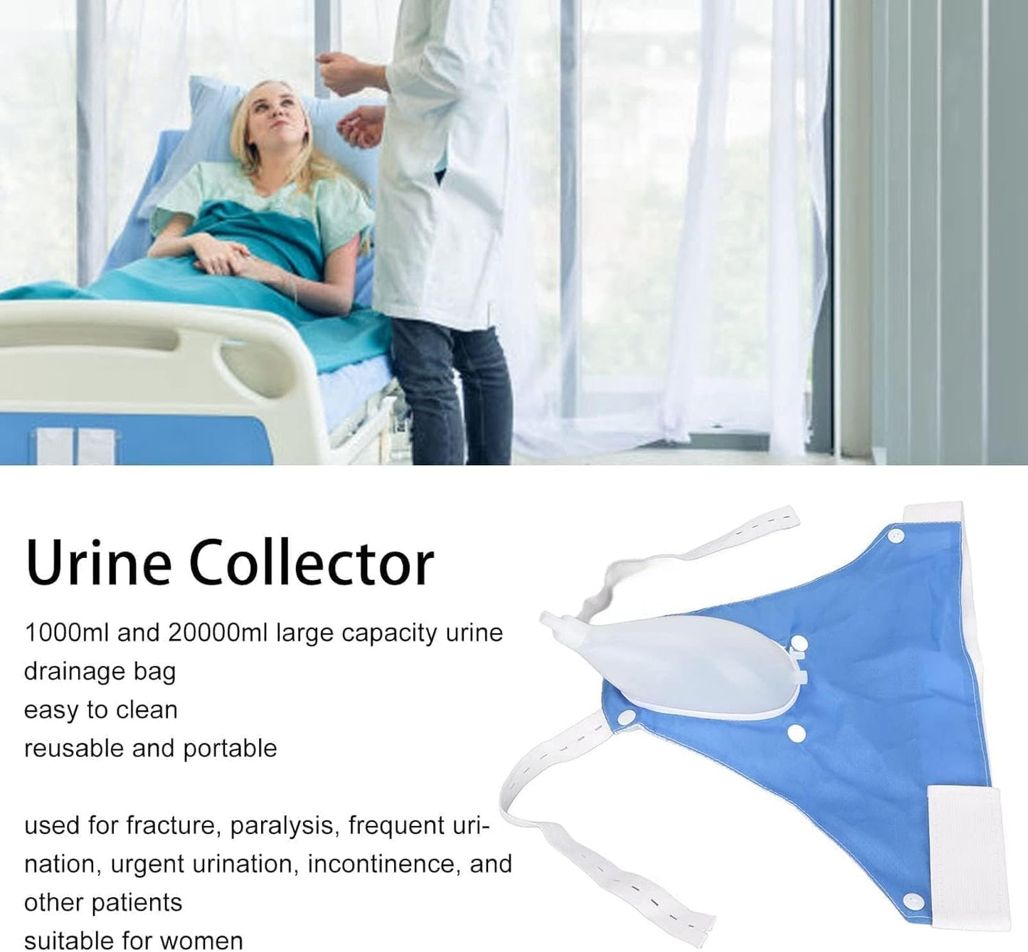 Wearable Urine Collector System with Adjustable Straps & 1000 mL Capacity for Comfort and Convenience