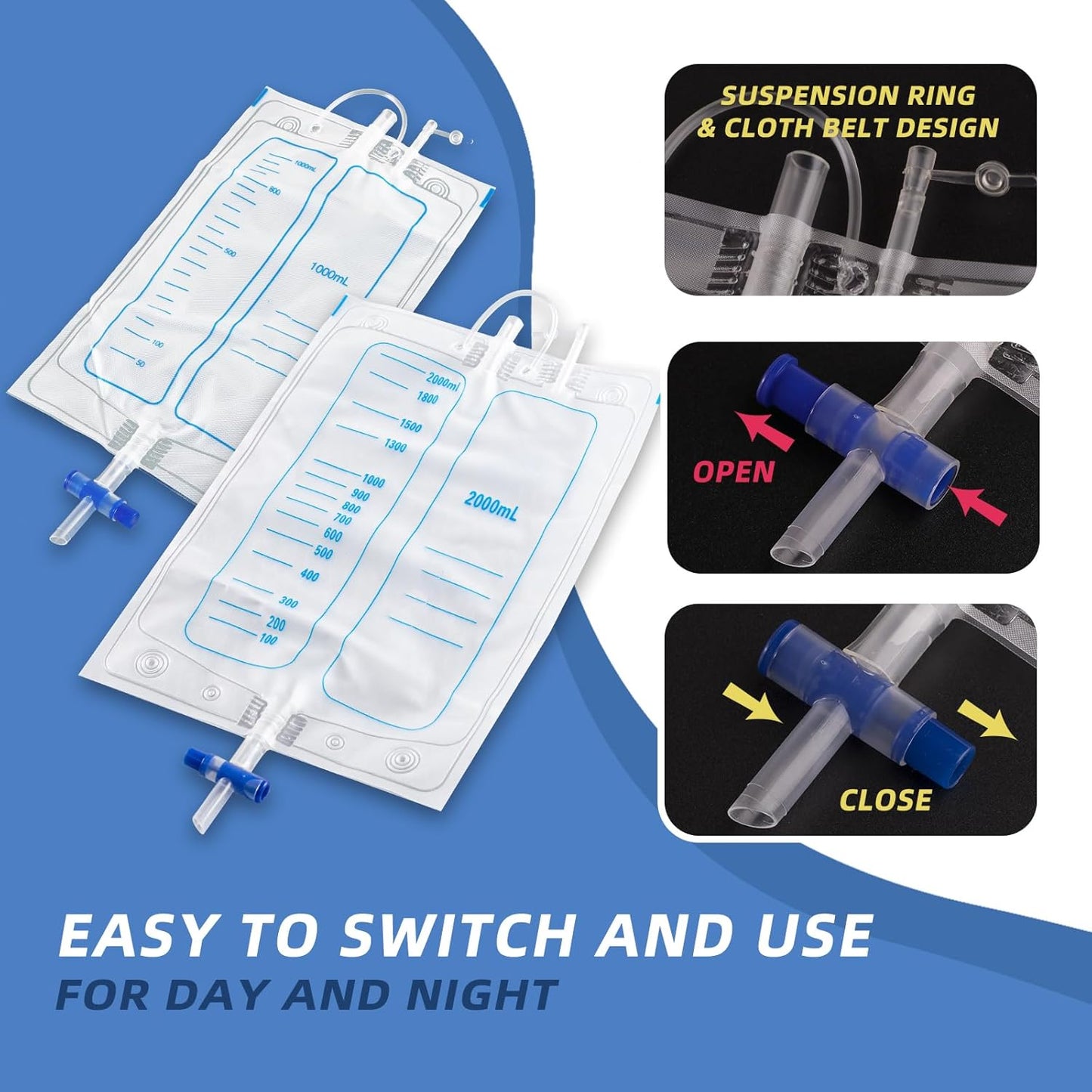 Wearable Urine Collector System with Adjustable Straps & 1000 mL Capacity for Comfort and Convenience
