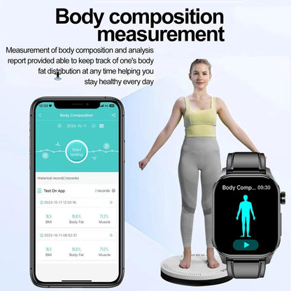 Smartwatch For Seniors Blood Pressure Sugar Health Management - The Best PH580 ECG/EKG Blood Pressure Blood Sugar