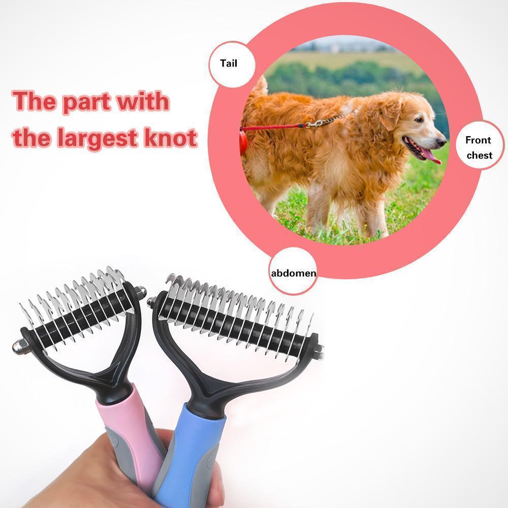 Dual-Sided Pet Dematting Comb for Dogs & Cats