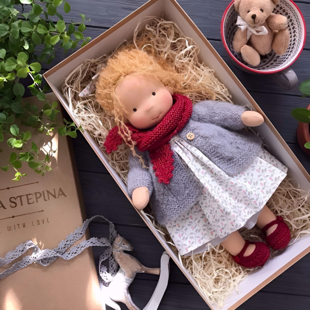 Kids' Handmade Waldorf Cuddly Doll - Soft Natural Playmate