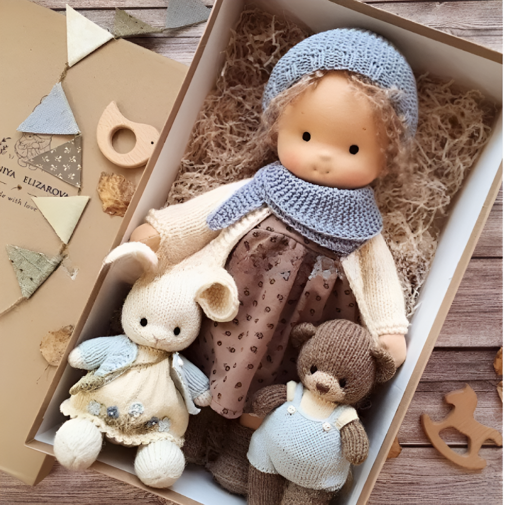Kids' Handmade Waldorf Cuddly Doll - Soft Natural Playmate