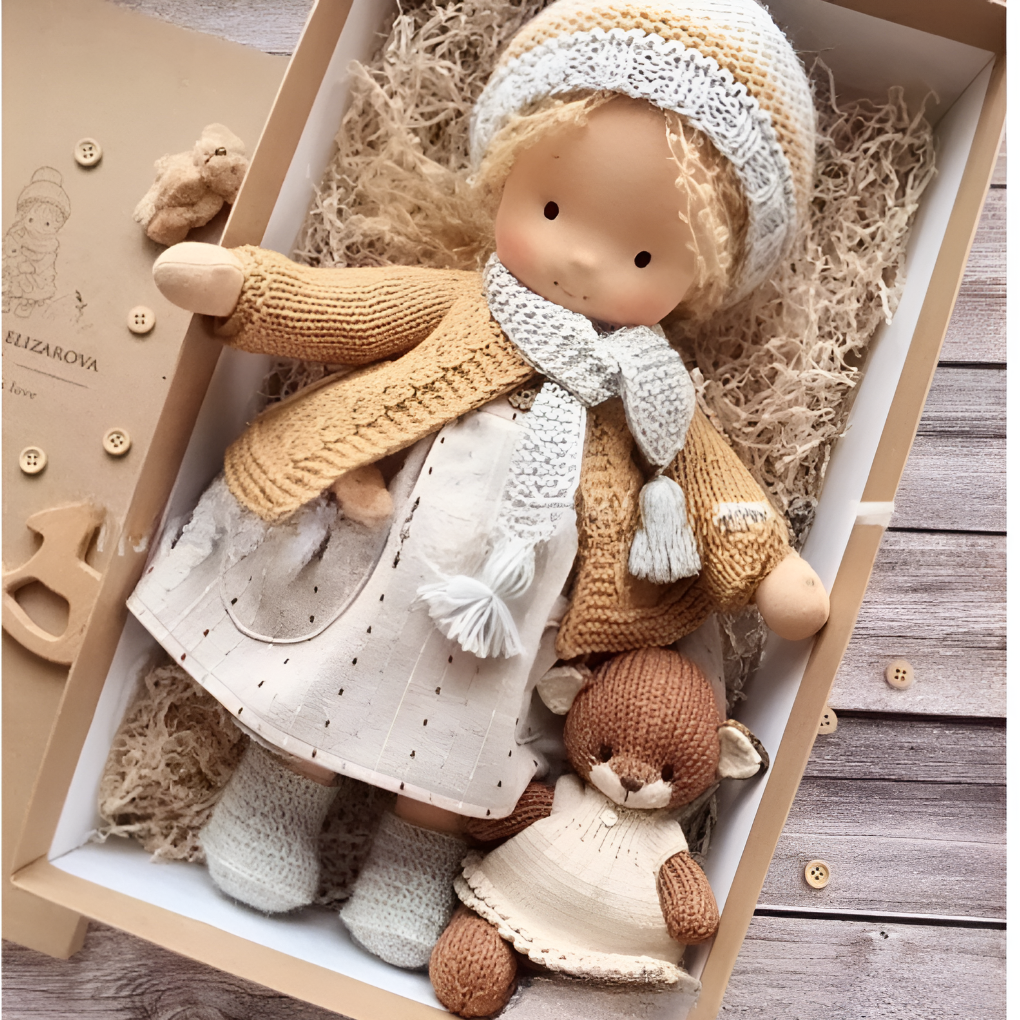 Kids' Handmade Waldorf Cuddly Doll - Soft Natural Playmate