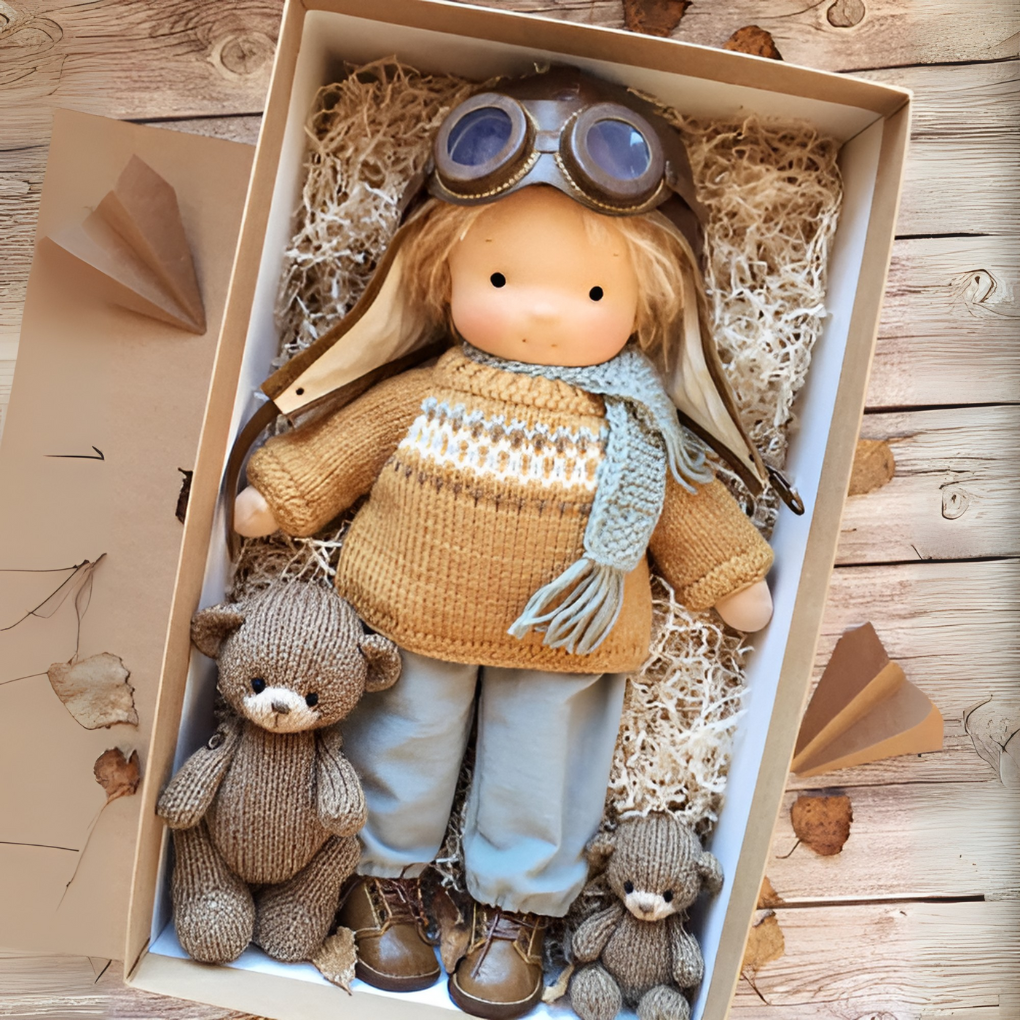 Kids' Handmade Waldorf Cuddly Doll - Soft Natural Playmate