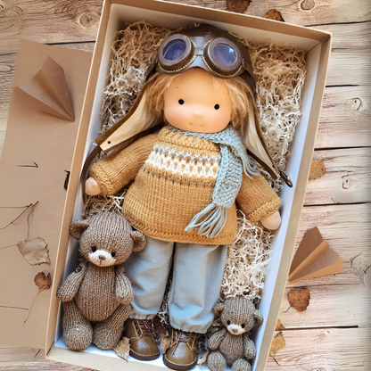 Kids' Handmade Waldorf Cuddly Doll - Soft Natural Playmate