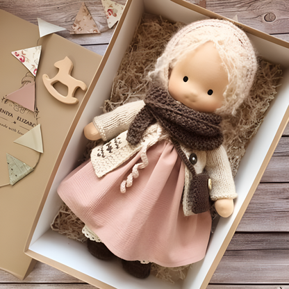 Kids' Handmade Waldorf Cuddly Doll - Soft Natural Playmate