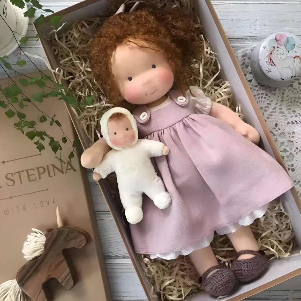 Kids' Handmade Waldorf Cuddly Doll - Soft Natural Playmate
