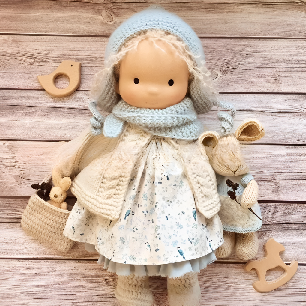 Kids' Handmade Waldorf Cuddly Doll - Soft Natural Playmate