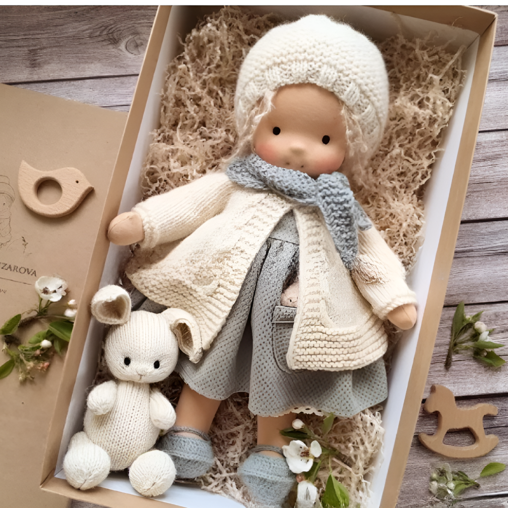Kids' Handmade Waldorf Cuddly Doll - Soft Natural Playmate