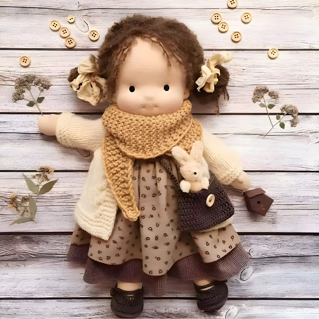 Kids' Handmade Waldorf Cuddly Doll - Soft Natural Playmate