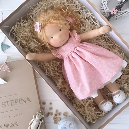 Kids' Handmade Waldorf Cuddly Doll - Soft Natural Playmate