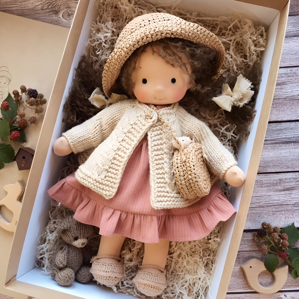 Kids' Handmade Waldorf Cuddly Doll - Soft Natural Playmate