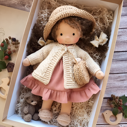 Kids' Handmade Waldorf Cuddly Doll - Soft Natural Playmate