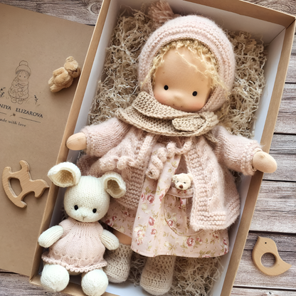Kids' Handmade Waldorf Cuddly Doll - Soft Natural Playmate