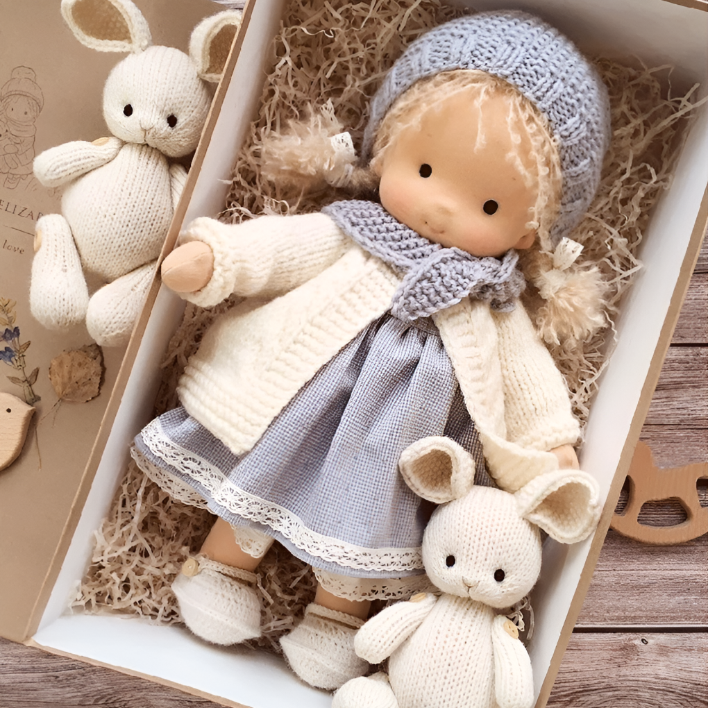 Kids' Handmade Waldorf Cuddly Doll - Soft Natural Playmate