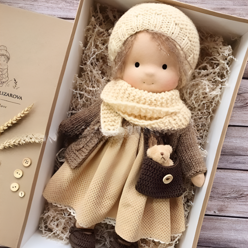 Kids' Handmade Waldorf Cuddly Doll - Soft Natural Playmate